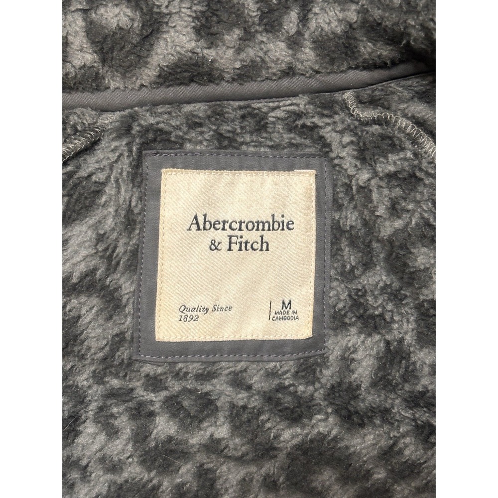 Abercrombie Fitch Leopard Fleece Cheetah Jacket Women M Gray Quilted Super Cozy - Picture 11 of 15